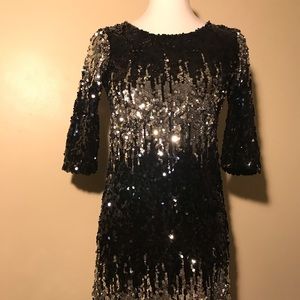 Sequin short dress black and silver!